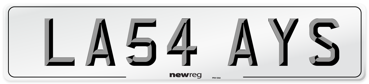 LA54 AYS Number Plate from New Reg